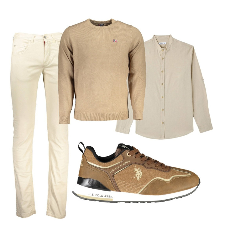 Outfit uomo - Total look #1838483. Stile Trendy per Serata speciale. Abbinamento con camicie, maglieria, pantaloni, scarpe sportive.