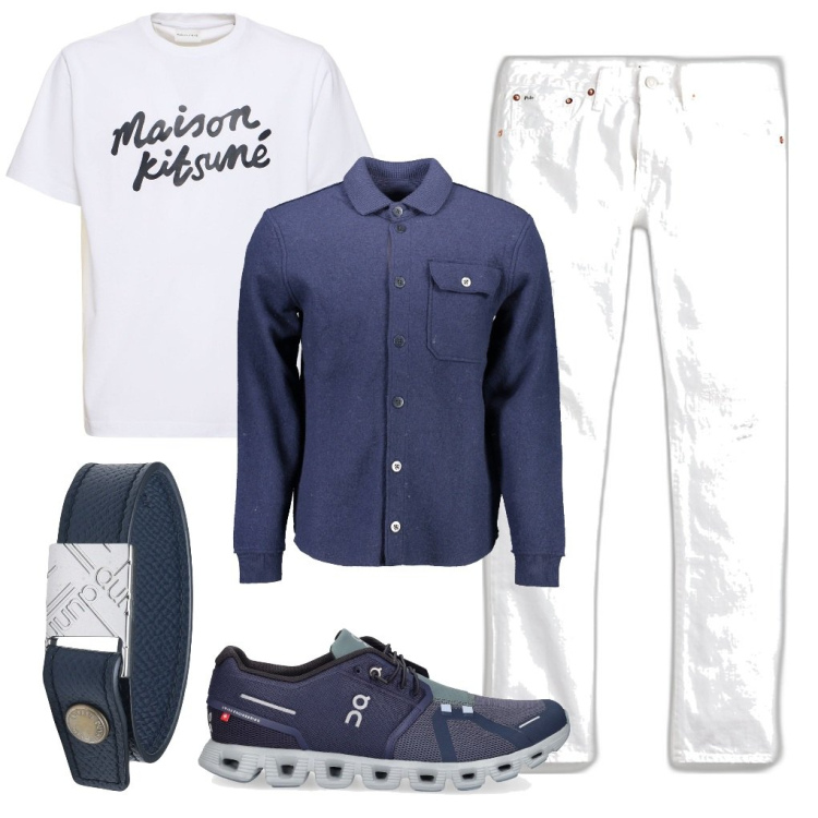 Outfit uomo - Pierre: a la maison. Stile Urban per Tutti i giorni. Abbinamento con braccialetti, jeans, sneakers, cardigans, t-shirt.