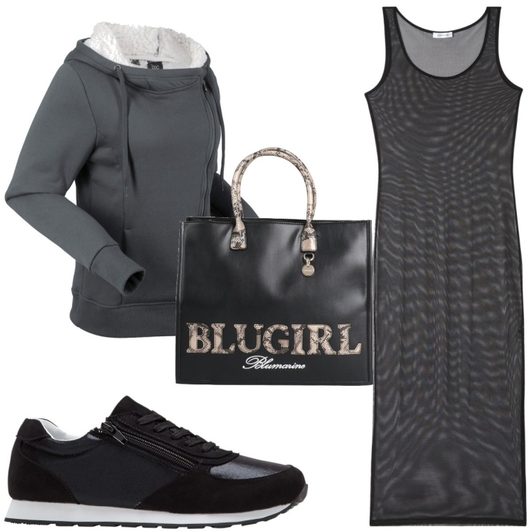 Outfit donna - Total look #1838658. Stile Sporty chic per Tutti i giorni. Abbinamento con sneakers, cappotti, borse a mano, vestiti lunghi.