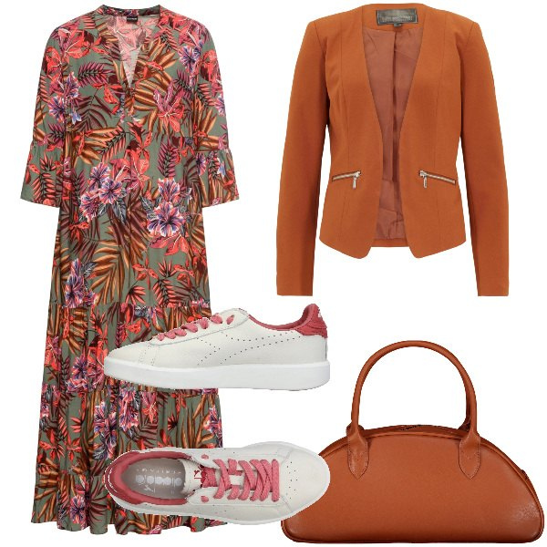 Outfit donna - Total look #1838783. Stile Sporty chic per Tutti i giorni. Abbinamento con vestiti lunghi, blazer, sneakers, borse a spalla.