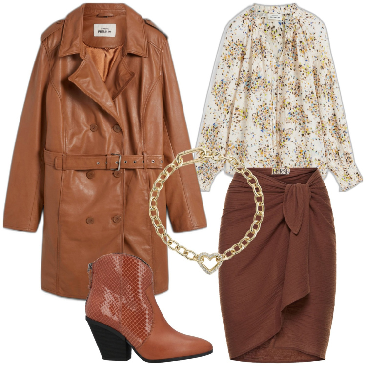 Outfit donna - Primavera in festa. Stile Bon Ton per Cerimonia. Abbinamento con trench, tuniche, stivaletti texani, braccialetti, minigonne.