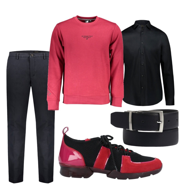 Outfit uomo - Total look #1838886. Stile Trendy per Tutti i giorni. Abbinamento con sneakers, camicie, pantaloni chino, felpe, cinture.