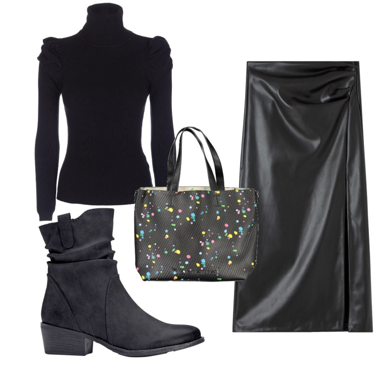 Outfit donna - Total look #1838911. Stile Trendy per Tutti i giorni. Abbinamento con stivaletti texani, gonne longuette, maglieria, borse a spalla.