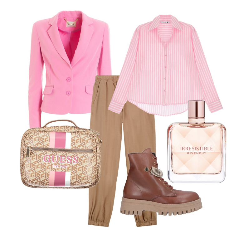 Outfit donna - Ghost outfitter - marzo. Stile Romantica per Tutti i giorni. Abbinamento con stivaletti, profumi, camicie, blazer, pantaloni sportivi, valigie.