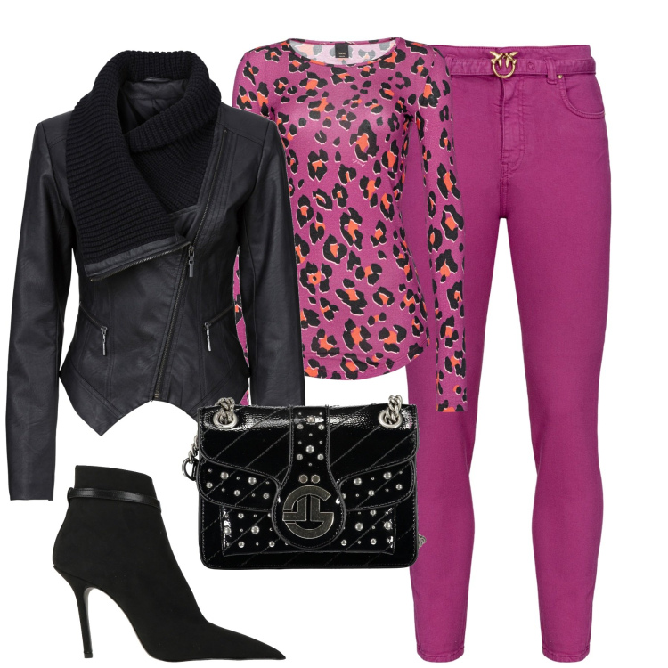 Outfit donna - Serata. Stile Glamour per Serata fuori. Abbinamento con stivaletti, blazer, pantaloni, maglieria, borse a tracolla.