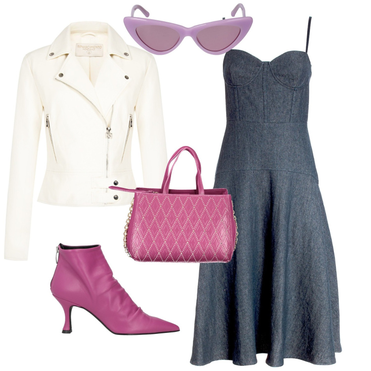 Outfit donna - Per tutti i giorni. Stile Casual chic per Tutti i giorni. Abbinamento con stivaletti, giacche, vestiti midi/longuette, occhiali da sole, borse a spalla.