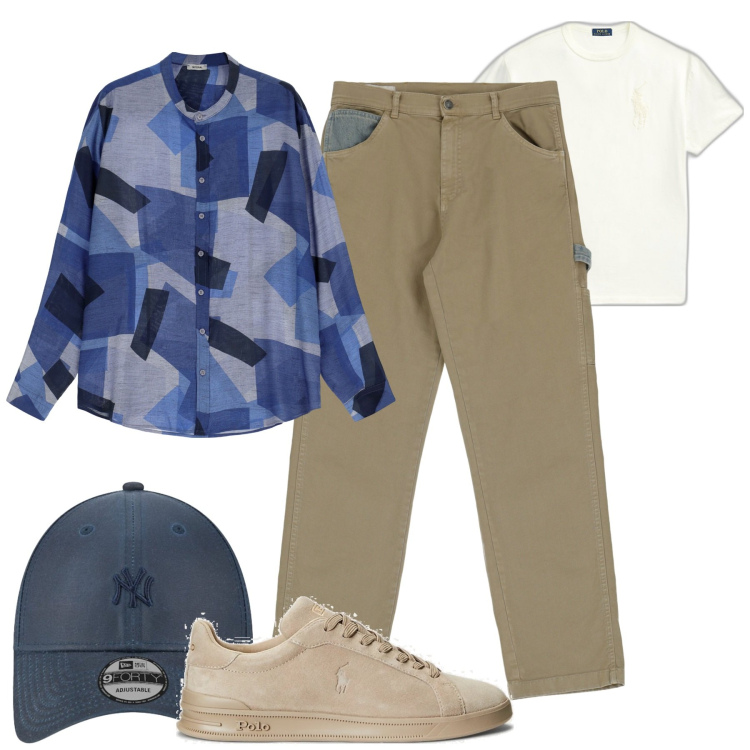 Outfit uomo - Total look #1839300. Stile Trendy per Tutti i giorni. Abbinamento con camicie, pantaloni, sneakers, t-shirt, cappelli con visiera.