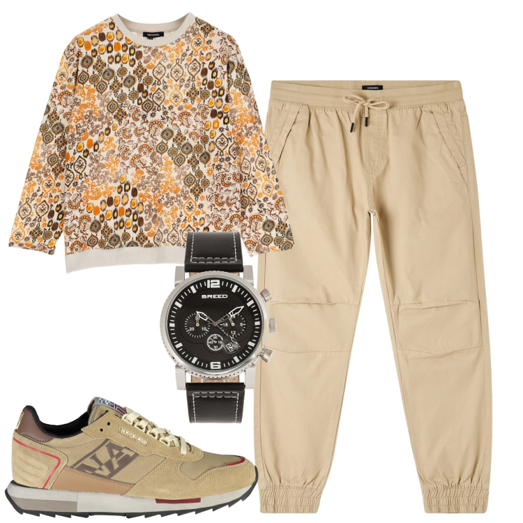 Outfit uomo - City. Stile Casual per Tutti i giorni. Abbinamento con orologi, pantaloni, felpe, scarpe sportive.