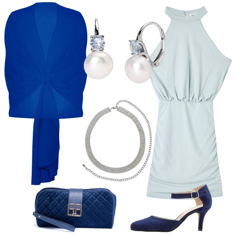 Outfit donna - Cerimonia. Stile Chic per Cerimonia. Abbinamento con décolleté, cinture, vestiti corti, orecchini, stole, pochette.