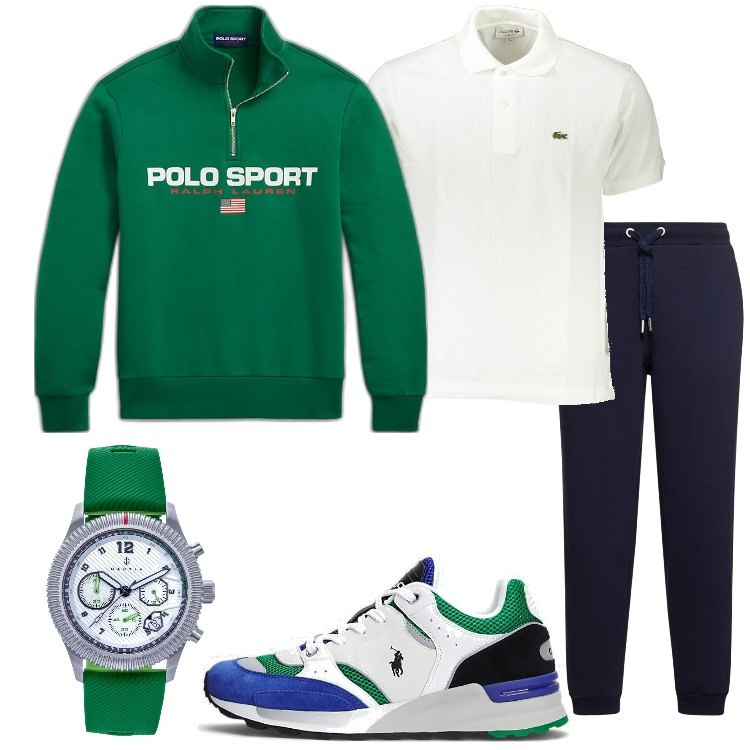 Outfit uomo - Casual con stile. Stile Casual per Tutti i giorni. Abbinamento con orologi, felpe, sneakers, polo, pantaloni.