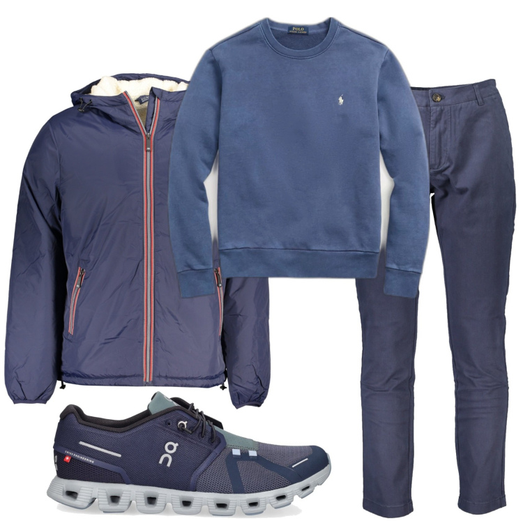 Outfit uomo - Total look #1839540. Stile Casual per Tutti i giorni. Abbinamento con felpe, sneakers, pantaloni, giacche.