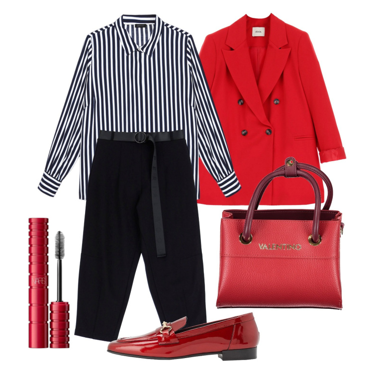 Outfit donna - Ghost outfitter - marzo. Stile Casual chic per Tutti i giorni. Abbinamento con mocassini, mascara, pantaloni, blazer, borse a spalla, camicie.
