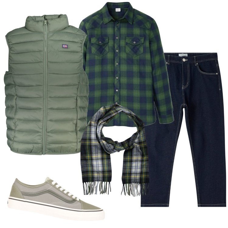 Outfit uomo - Camicia a quadri. Stile Casual per Tutti i giorni. Abbinamento con camicie, sneakers, jeans, giacche, sciarpe.