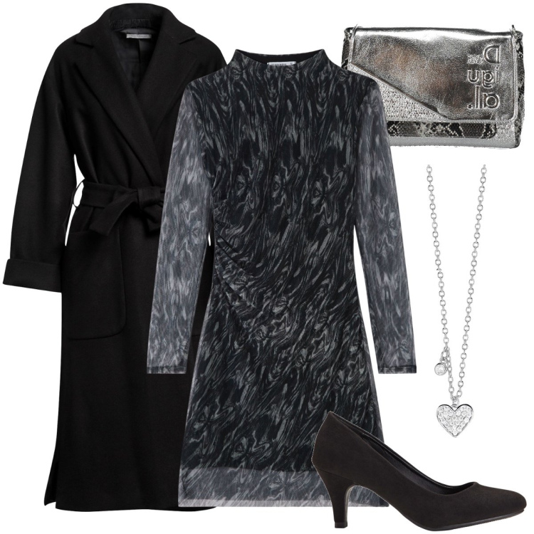 Outfit donna - Il cappotto a vestaglia. Stile Bon Ton per Serata fuori. Abbinamento con décolleté, cappotti, vestiti, collane, borse a spalla.