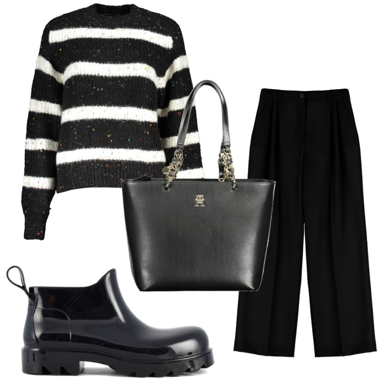 Outfit donna - Total look #1840368. Stile Basic per Tutti i giorni. Abbinamento con pantaloni, stivali, maglieria, borse a spalla.