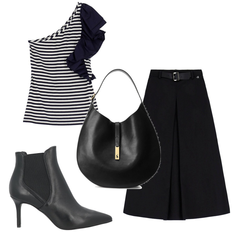 Outfit donna - Total look #1840370. Stile Trendy per Tutti i giorni. Abbinamento con stivaletti chelsea, top, gonne longuette, borse a spalla.