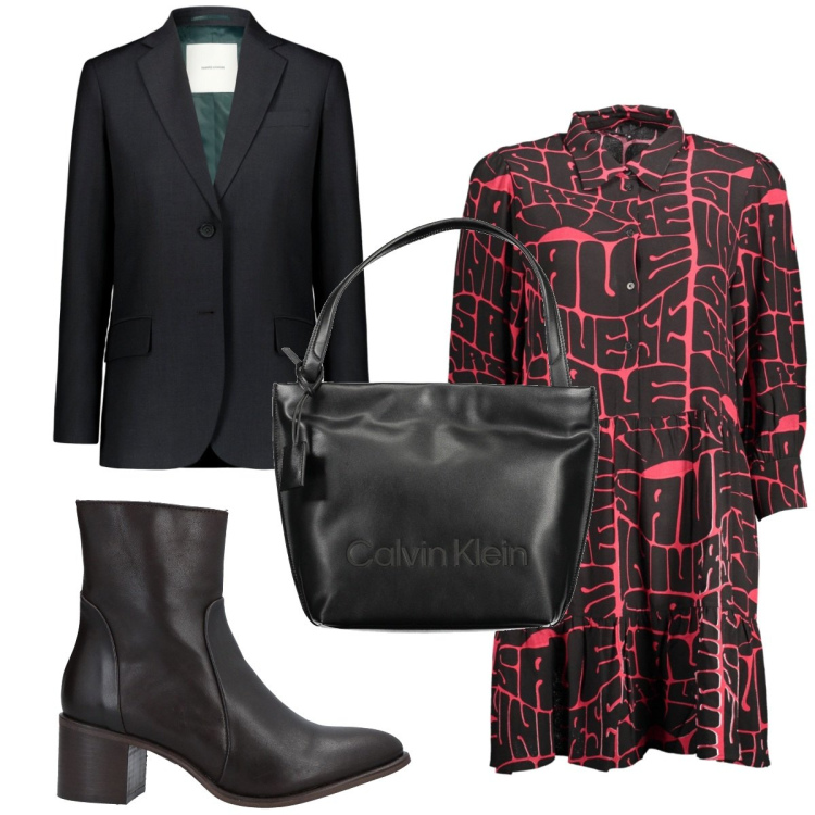 Outfit donna - Total look #1840438. Stile Trendy per Tutti i giorni. Abbinamento con stivaletti, blazer, vestiti corti, borse a spalla.
