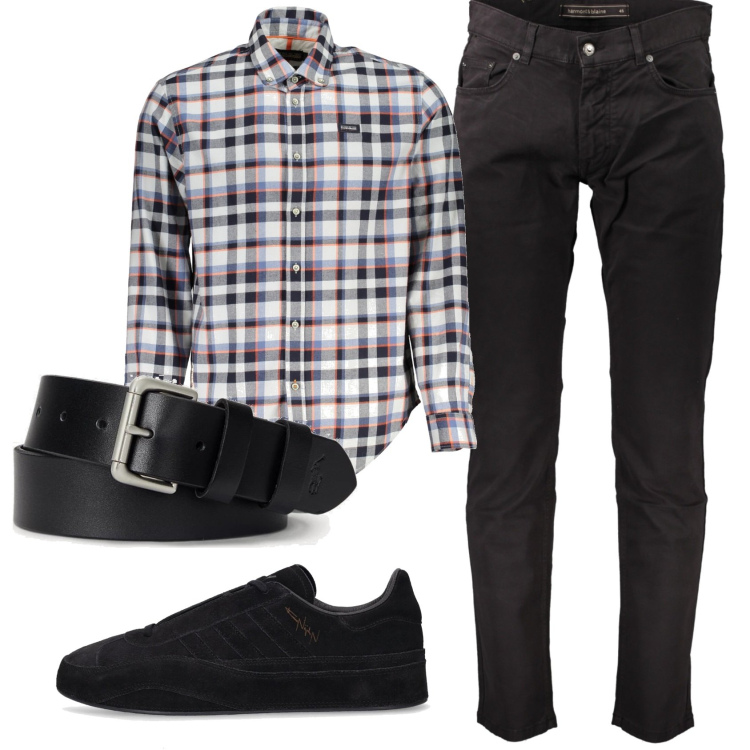 Outfit uomo - Total look #1840463. Stile Casual per Ufficio. Abbinamento con cinture, camicie, pantaloni, sneakers.