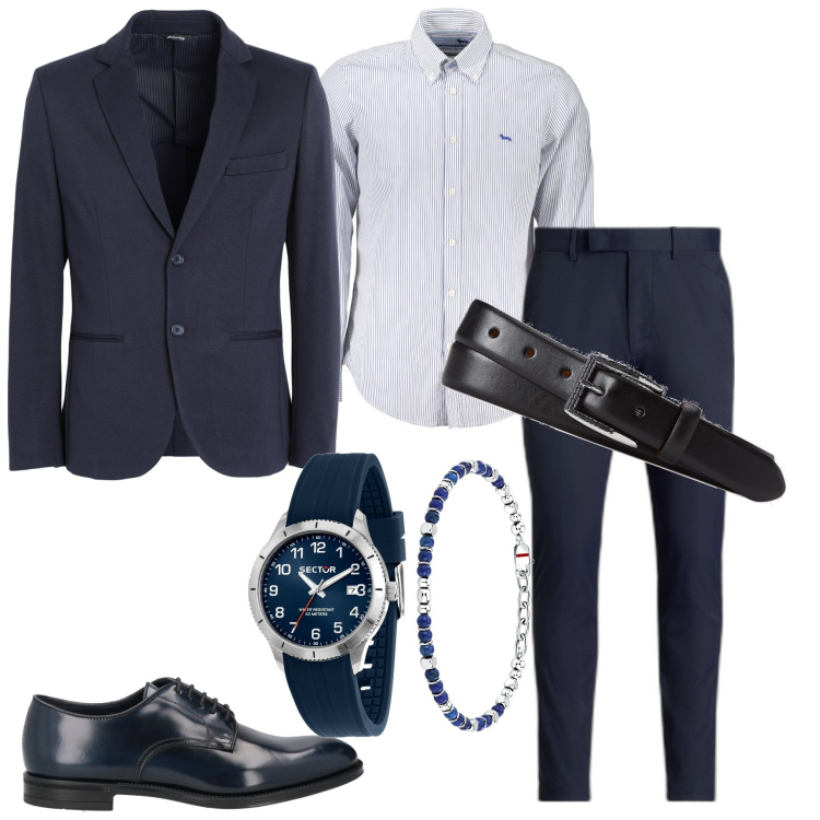 Outfit uomo - Business man. Stile Business/Elegante per Ufficio. Abbinamento con giacche, orologi, scarpe stringate, pantaloni, cinture, camicie.