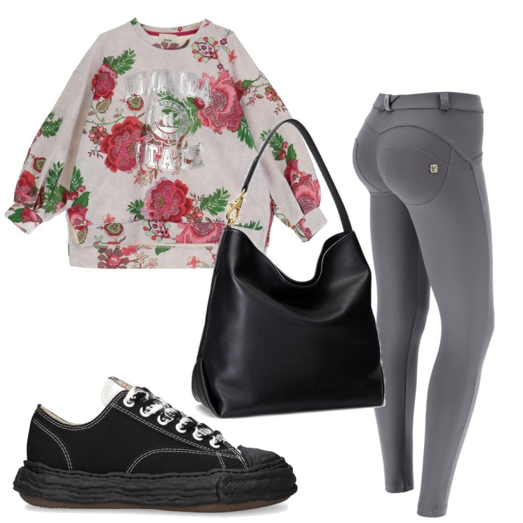 Outfit donna - Total look #1840759. Stile Basic per Sport. Abbinamento con pantaloni skinny, borse a spalla, felpe, sneakers.
