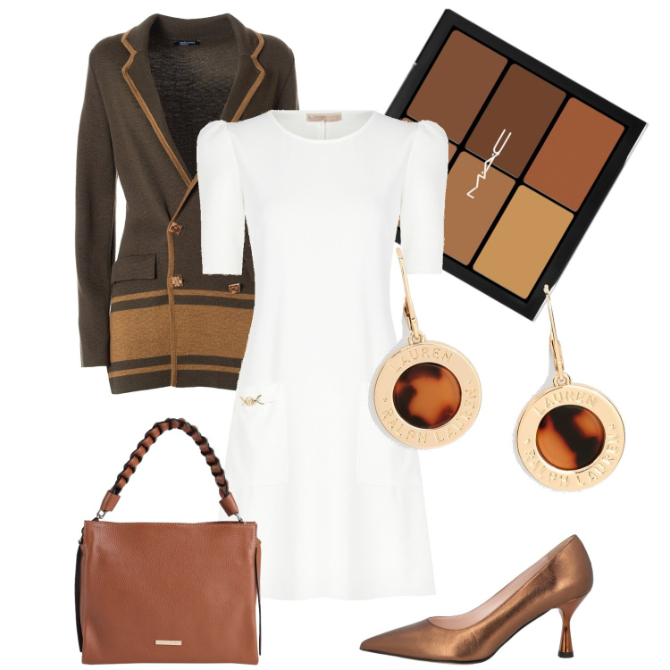 Outfit donna - Total look #1841048. Stile Bon Ton per Serata fuori. Abbinamento con décolleté, borse a mano, correttori, vestiti corti, blazer, orecchini.