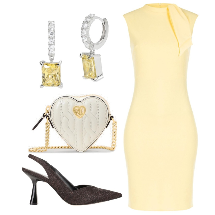 Outfit donna - Una cerimonia. Stile Chic per Cerimonia. Abbinamento con décolleté, orecchini, vestiti midi/longuette, pochette.