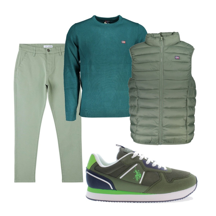 Outfit uomo - Total look #1841229. Stile Casual per Tutti i giorni. Abbinamento con pantaloni skinny, giacche, maglieria, scarpe sportive.