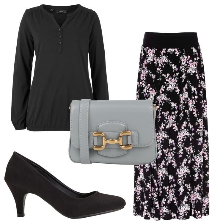Outfit donna - Total look #1841299. Stile Trendy per Tutti i giorni. Abbinamento con gonne lunghe, décolleté, pullovers, borse a tracolla.