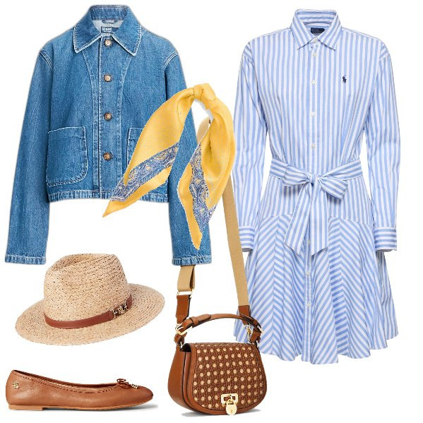 Outfit donna - Classico rivisitato. Stile Casual chic per Tutti i giorni. Abbinamento con ballerine, borse a tracolla, cappotti, sciarpe, foulard, vestiti.