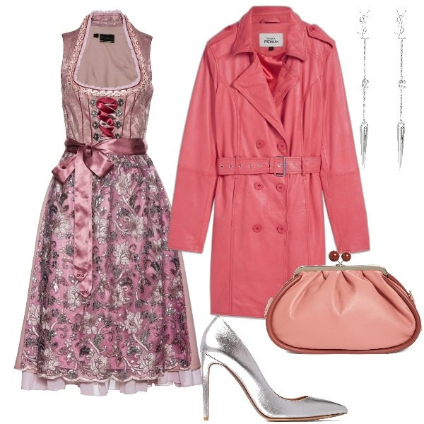 Outfit donna - Total look #1841482. Stile Glamour per Serata fuori. Abbinamento con vestiti, trench, décolleté, pochette, orecchini.