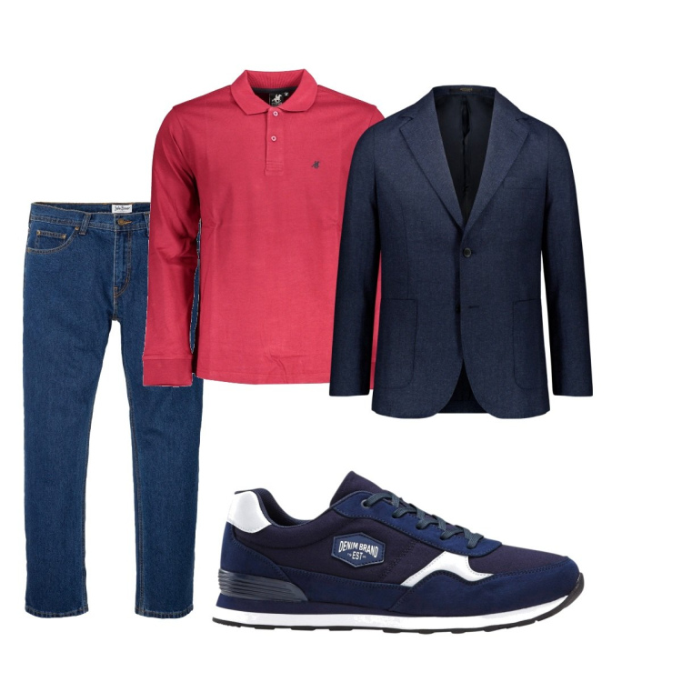 Outfit uomo - Total look #1841614. Stile Trendy per Tutti i giorni. Abbinamento con jeans dritti, sneakers, giacche, polo.