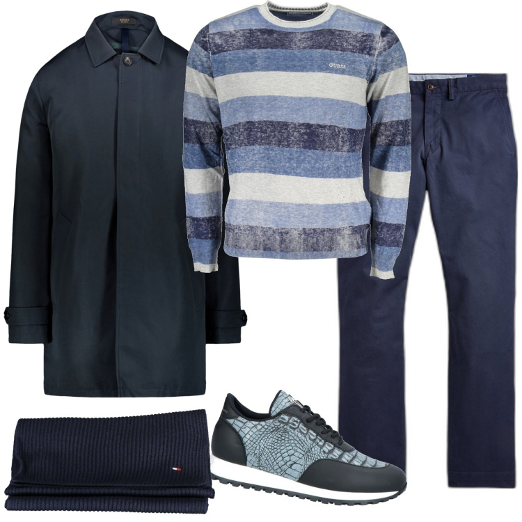 Outfit uomo - Fantastico maglione Guess. Stile Casual per Tutti i giorni. Abbinamento con sneakers, pantaloni, giacche, maglieria, sciarpe.