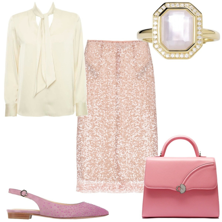 Outfit donna - Total look #1841926. Stile Bon Ton per Tutti i giorni. Abbinamento con ballerine, anelli, gonne longuette, bluse, borse a mano.