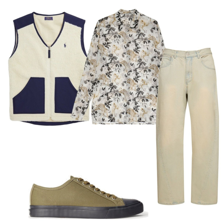 Outfit uomo - Total look #1841996. Stile Casual per Tutti i giorni. Abbinamento con camicie, sneakers, gilet, jeans.