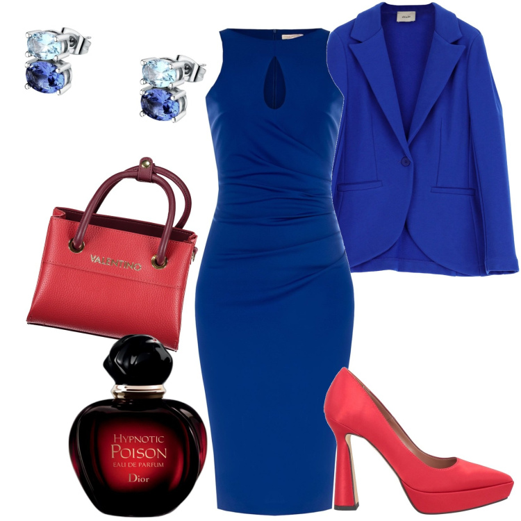 Outfit donna - Tubino iperfemminile scollo a goccia. Stile Chic per Tutti i giorni. Abbinamento con orecchini, décolleté, profumi, vestiti midi/longuette, blazer, borse a spalla.