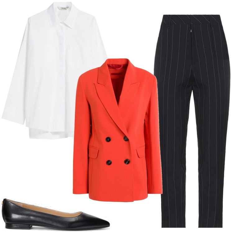 Outfit donna - Il blazer rosso. Stile Trendy per Ufficio. Abbinamento con blazer, pantaloni, ballerine, camicie.
