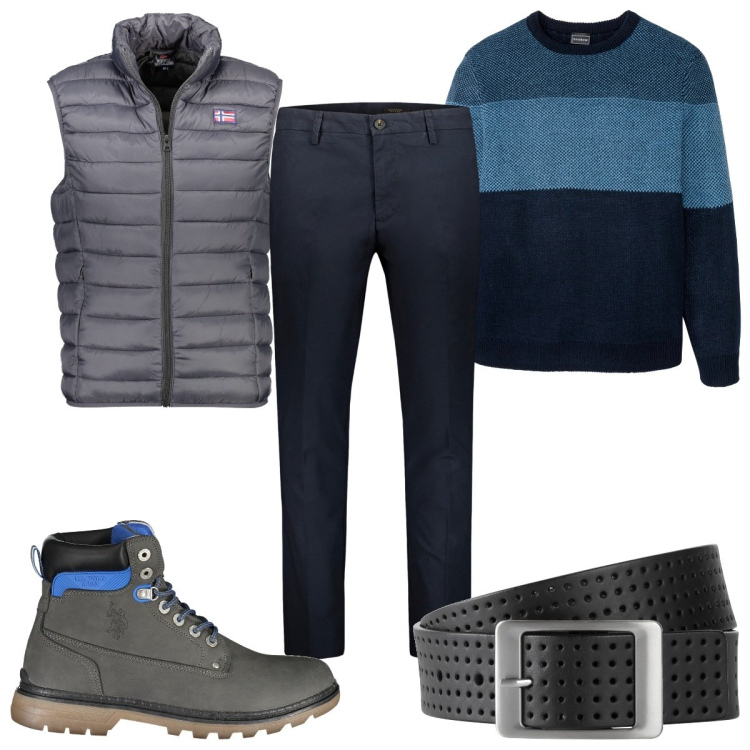 Outfit uomo - Total look #1842125. Stile Casual per Tutti i giorni. Abbinamento con maglieria, cinture, pantaloni, giacche, stivali.