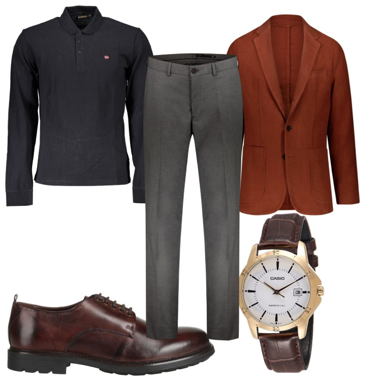 Outfit uomo - Total look #1842168. Stile Business/Elegante per Tutti i giorni. Abbinamento con scarpe stringate, orologi, pantaloni, giacche, polo.