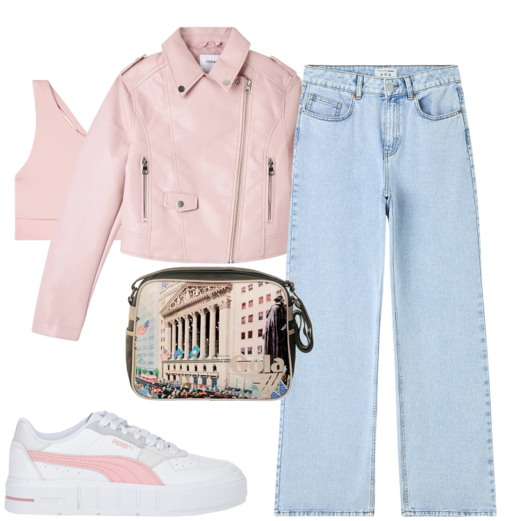 Outfit donna - City. Stile Casual per Tutti i giorni. Abbinamento con sneakers, jeans, canottiere, giacche, borse a spalla.
