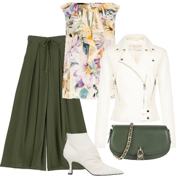 Outfit donna - trendy & glam. Stile Trendy per Serata fuori. Abbinamento con stivaletti, borse a tracolla, giacche, bluse, pantaloni a palazzo.