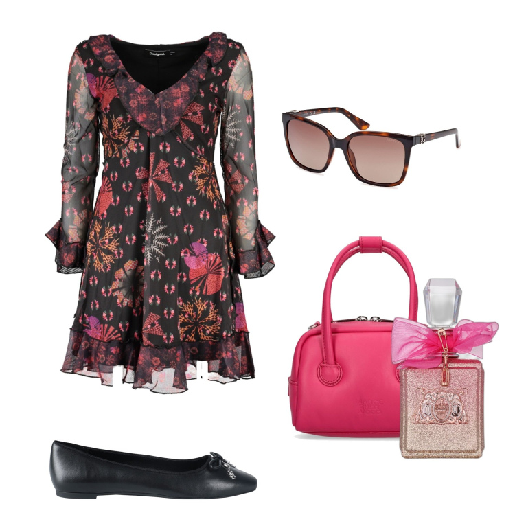 Outfit donna - Total look #1842367. Stile Rock per Cerimonia. Abbinamento con ballerine, profumi, vestiti corti, occhiali da sole, borse a mano.