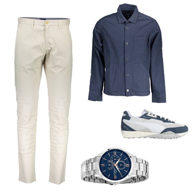 Outfit uomo - Total look #1842378. Stile Business/Elegante per Ufficio. Abbinamento con orologi, sneakers, pantaloni, camicie.