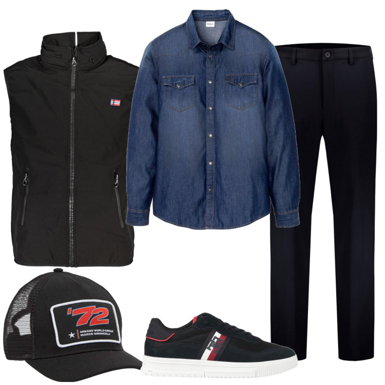 Outfit uomo - Total look #1842403. Stile Casual per Tutti i giorni. Abbinamento con camicie, sneakers, cappelli, pantaloni, giacche.