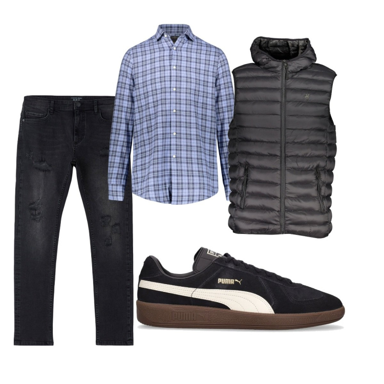 Outfit uomo - Total look #1842420. Stile Casual per Tutti i giorni. Abbinamento con jeans strappati, sneakers, camicie, giacche.