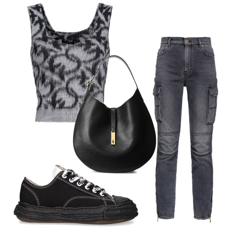 Outfit donna - Total look #1842468. Stile Basic per Tutti i giorni. Abbinamento con top, jeans, borse a spalla, sneakers.