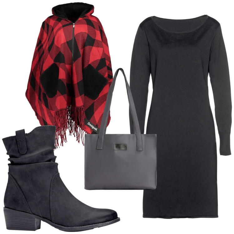 Outfit donna - Total look #1842481. Stile Trendy per Tutti i giorni. Abbinamento con stivaletti texani, vestiti, shopping bag, cappotti.