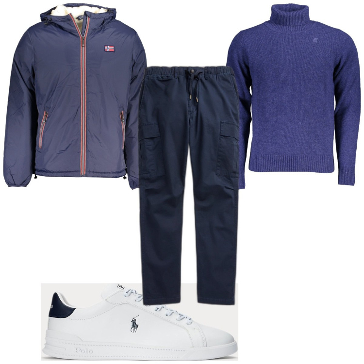 Outfit uomo - Total look #1842486. Stile Casual per Tutti i giorni. Abbinamento con sneakers, pantaloni cargo, giacche, maglieria.