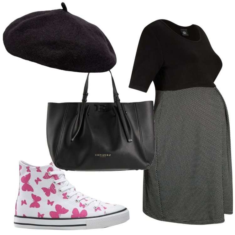 Outfit donna - Total look #1842498. Stile Trendy per Tutti i giorni. look ideale per Premaman. Abbinamento con vestiti, sneakers alte, borse a mano, cappelli e berretti.