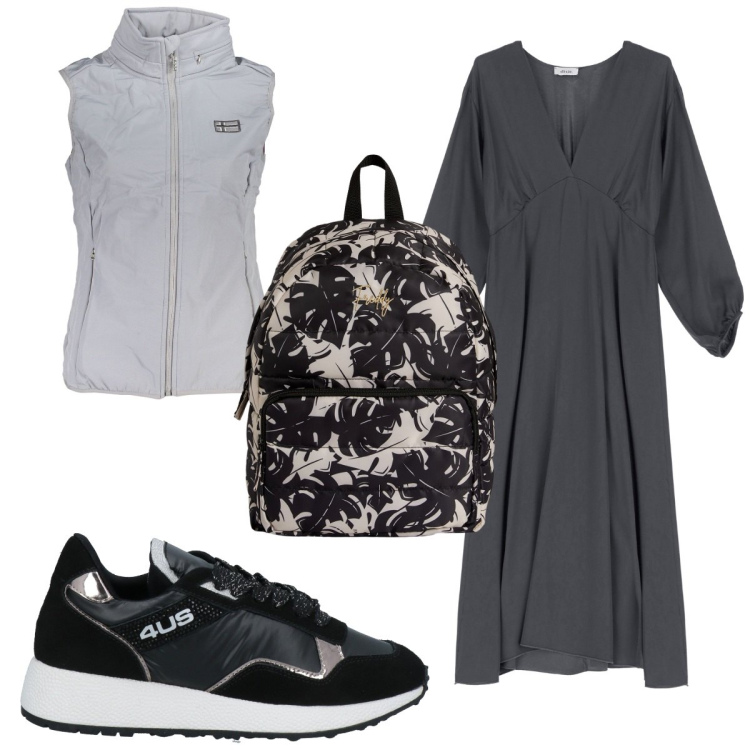 Outfit donna - Total look #1842506. Stile Basic per Tutti i giorni. Abbinamento con sneakers, zaini, vestiti midi/longuette, blazer.