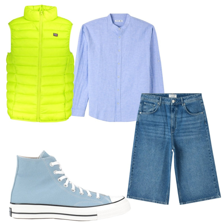 Outfit uomo - Total look #1842510. Stile Trendy per Tutti i giorni. Abbinamento con sneakers alte, camicie, pantaloni corti, giacche.